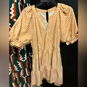 Orange & White gingham dress size large